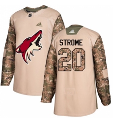 Men's Adidas Arizona Coyotes #20 Dylan Strome Authentic Camo Veterans Day Practice NHL Jersey