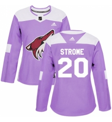 Women's Adidas Arizona Coyotes #20 Dylan Strome Authentic Purple Fights Cancer Practice NHL Jersey