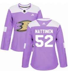 Women's Adidas Anaheim Ducks #52 Julius Nattinen Authentic Purple Fights Cancer Practice NHL Jersey