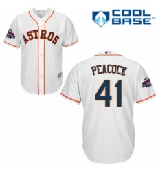 Men's Majestic Houston Astros #41 Brad Peacock Replica White Home 2017 World Series Champions Cool Base MLB Jersey