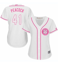 Women's Majestic Houston Astros #41 Brad Peacock Replica White Fashion Cool Base MLB Jersey