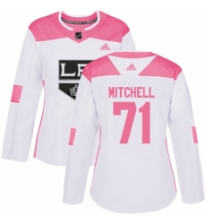 Women's Adidas Los Angeles Kings #71 Torrey Mitchell Authentic White Pink Fashion NHL Jersey