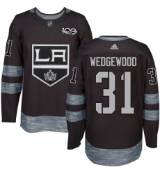 Men's Adidas Los Angeles Kings #31 Scott Wedgewood Authentic Black 1917-2017 100th Anniversary NHL Jersey