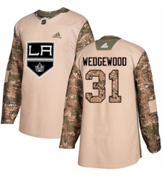 Men's Adidas Los Angeles Kings #31 Scott Wedgewood Authentic Camo Veterans Day Practice NHL Jersey