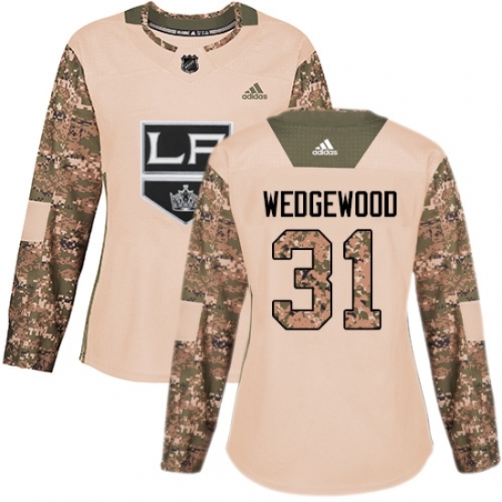 Women's Adidas Los Angeles Kings #31 Scott Wedgewood Authentic Camo Veterans Day Practice NHL Jersey Women's Adidas Los Angeles Kings #31 Scott Wedgewood Authentic Camo Veterans Day Practice NHL Jersey