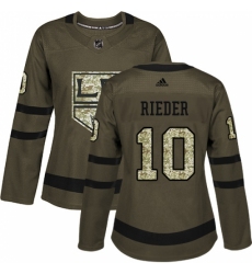 Women's Adidas Los Angeles Kings #10 Tobias Rieder Authentic Green Salute to Service NHL Jersey