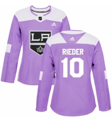 Women's Adidas Los Angeles Kings #10 Tobias Rieder Authentic Purple Fights Cancer Practice NHL Jersey