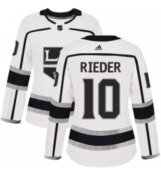 Women's Adidas Los Angeles Kings #10 Tobias Rieder Authentic White Away NHL Jersey