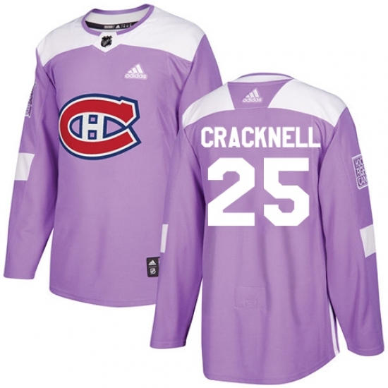 Men's Adidas Montreal Canadiens #25 Adam Cracknell Authentic Purple Fights Cancer Practice NHL Jersey Men's Adidas Montreal Canadiens #25 Adam Cracknell Authentic Purple Fights Cancer Practice NHL Jersey