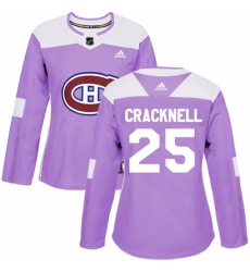 Women's Adidas Montreal Canadiens #25 Adam Cracknell Authentic Purple Fights Cancer Practice NHL Jersey Women's Adidas Montreal Canadiens #25 Adam Cracknell Authentic Purple Fights Cancer Practice NHL Jersey