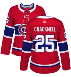 Women's Adidas Montreal Canadiens #25 Adam Cracknell Authentic Red Home NHL Jersey
