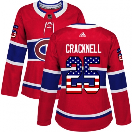 Women's Adidas Montreal Canadiens #25 Adam Cracknell Authentic Red USA Flag Fashion NHL Jersey Women's Adidas Montreal Canadiens #25 Adam Cracknell Authentic Red USA Flag Fashion NHL Jersey