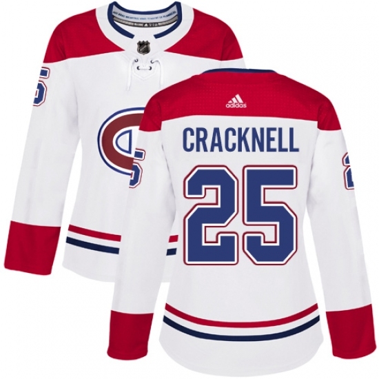 Women's Adidas Montreal Canadiens #25 Adam Cracknell Authentic White Away NHL Jersey Women's Adidas Montreal Canadiens #25 Adam Cracknell Authentic White Away NHL Jersey
