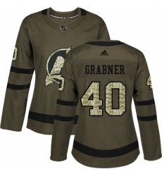 Women's Adidas New Jersey Devils #40 Michael Grabner Authentic Green Salute to Service NHL Jersey
