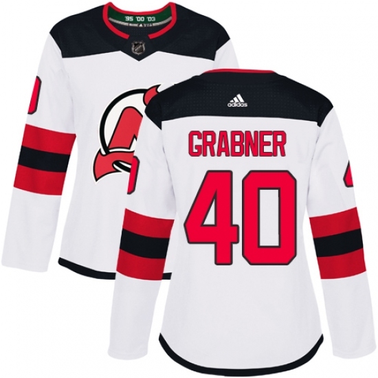 Women's Adidas New Jersey Devils #40 Michael Grabner Authentic White Away NHL Jersey Women's Adidas New Jersey Devils #40 Michael Grabner Authentic White Away NHL Jersey