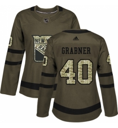 Women's Adidas New York Rangers #40 Michael Grabner Authentic Green Salute to Service NHL Jersey