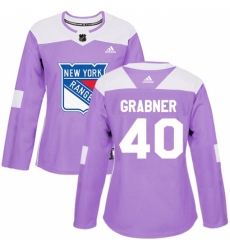 Women's Adidas New York Rangers #40 Michael Grabner Authentic Purple Fights Cancer Practice NHL Jersey