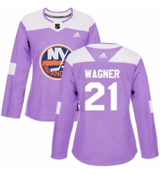 Women's Adidas New York Islanders #21 Chris Wagner Authentic Purple Fights Cancer Practice NHL Jersey