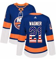 Women's Adidas New York Islanders #21 Chris Wagner Authentic Royal Blue USA Flag Fashion NHL Jersey Women's Adidas New York Islanders #21 Chris Wagner Authentic Royal Blue USA Flag Fashion NHL Jersey