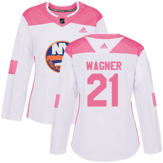Women's Adidas New York Islanders #21 Chris Wagner Authentic White Pink Fashion NHL Jersey Women's Adidas New York Islanders #21 Chris Wagner Authentic White Pink Fashion NHL Jersey