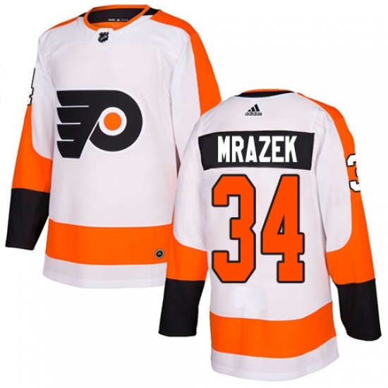 Men's Adidas Philadelphia Flyers #34 Petr Mrazek Authentic White Away NHL Jersey Men's Adidas Philadelphia Flyers #34 Petr Mrazek Authentic White Away NHL Jersey