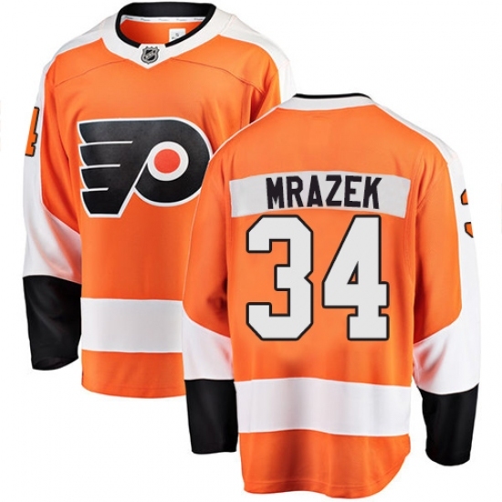 Men's Philadelphia Flyers #34 Petr Mrazek Fanatics Branded Orange Home Breakaway NHL Jersey Men's Philadelphia Flyers #34 Petr Mrazek Fanatics Branded Orange Home Breakaway NHL Jersey