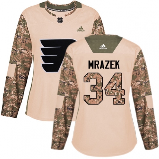 Women's Adidas Philadelphia Flyers #34 Petr Mrazek Authentic Camo Veterans Day Practice NHL Jersey Women's Adidas Philadelphia Flyers #34 Petr Mrazek Authentic Camo Veterans Day Practice NHL Jersey