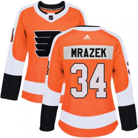 Women's Adidas Philadelphia Flyers #34 Petr Mrazek Premier Orange Home NHL Jersey Women's Adidas Philadelphia Flyers #34 Petr Mrazek Premier Orange Home NHL Jersey