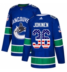 Men's Adidas Vancouver Canucks #36 Jussi Jokinen Authentic Blue USA Flag Fashion NHL Jersey