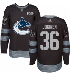 Men's Adidas Vancouver Canucks #36 Jussi Jokinen Premier Black 1917-2017 100th Anniversary NHL Jersey