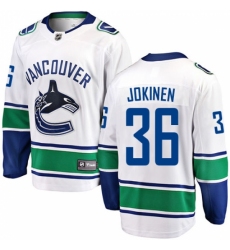 Men's Vancouver Canucks #36 Jussi Jokinen Fanatics Branded White Away Breakaway NHL Jersey