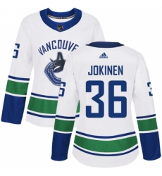 Women's Adidas Vancouver Canucks #36 Jussi Jokinen Authentic White Away NHL Jersey