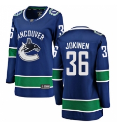 Women's Vancouver Canucks #36 Jussi Jokinen Fanatics Branded Blue Home Breakaway NHL Jersey