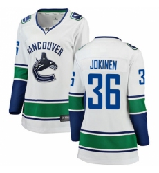 Women's Vancouver Canucks #36 Jussi Jokinen Fanatics Branded White Away Breakaway NHL Jersey