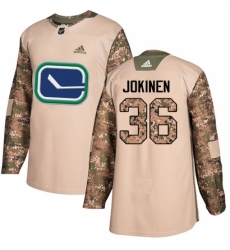 Youth Adidas Vancouver Canucks #36 Jussi Jokinen Authentic Camo Veterans Day Practice NHL Jersey