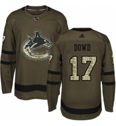 Men's Adidas Vancouver Canucks #17 Nic Dowd Premier Green Salute to Service NHL Jersey