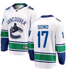Men's Vancouver Canucks #17 Nic Dowd Fanatics Branded White Away Breakaway NHL Jersey