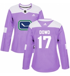 Women's Adidas Vancouver Canucks #17 Nic Dowd Authentic Purple Fights Cancer Practice NHL Jersey