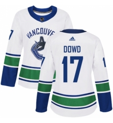 Women's Adidas Vancouver Canucks #17 Nic Dowd Authentic White Away NHL Jersey