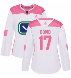 Women's Adidas Vancouver Canucks #17 Nic Dowd Authentic White Pink Fashion NHL Jersey
