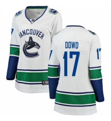 Women's Vancouver Canucks #17 Nic Dowd Fanatics Branded White Away Breakaway NHL Jerse