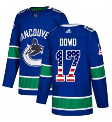 Youth Adidas Vancouver Canucks #17 Nic Dowd Authentic Blue USA Flag Fashion NHL Jersey