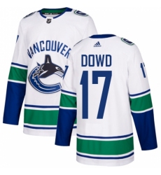 Youth Adidas Vancouver Canucks #17 Nic Dowd Authentic White Away NHL Jersey