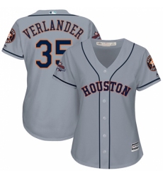 Women's Majestic Houston Astros #35 Justin Verlander Replica Grey Road 2017 World Series Champions Cool Base MLB Jersey
