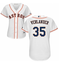 Women's Majestic Houston Astros #35 Justin Verlander Replica White Home Cool Base MLB Jersey