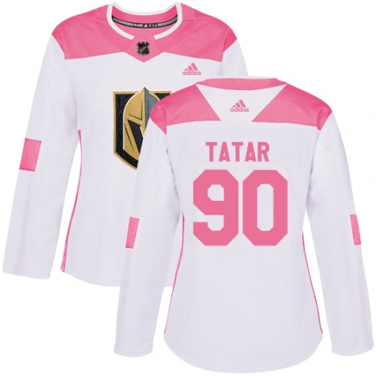 Women's Adidas Vegas Golden Knights #90 Tomas Tatar Authentic White Pink Fashion NHL Jersey Women's Adidas Vegas Golden Knights #90 Tomas Tatar Authentic White Pink Fashion NHL Jersey