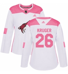 Women's Adidas Arizona Coyotes #26 Marcus Kruger Authentic White Pink Fashion NHL Jersey Women's Adidas Arizona Coyotes #26 Marcus Kruger Authentic White Pink Fashion NHL Jersey