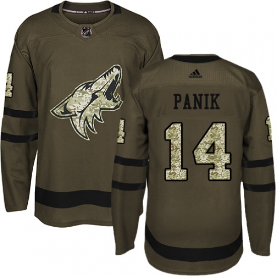 Men's Adidas Arizona Coyotes #14 Richard Panik Authentic Green Salute to Service NHL Jersey Men's Adidas Arizona Coyotes #14 Richard Panik Authentic Green Salute to Service NHL Jersey