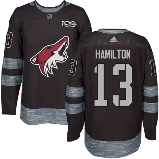 Men's Adidas Arizona Coyotes #13 Freddie Hamilton Authentic Black 1917-2017 100th Anniversary NHL Jersey Men's Adidas Arizona Coyotes #13 Freddie Hamilton Authentic Black 1917-2017 100th Anniversary NHL Jersey
