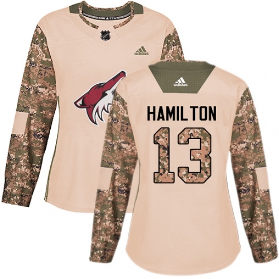 Women's Adidas Arizona Coyotes #13 Freddie Hamilton Authentic Camo Veterans Day Practice NHL Jersey Women's Adidas Arizona Coyotes #13 Freddie Hamilton Authentic Camo Veterans Day Practice NHL Jersey